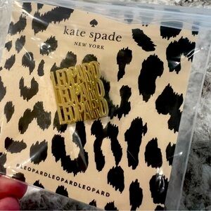 kate spade leopard print pin brooch gold colored brown tan new nwt gift